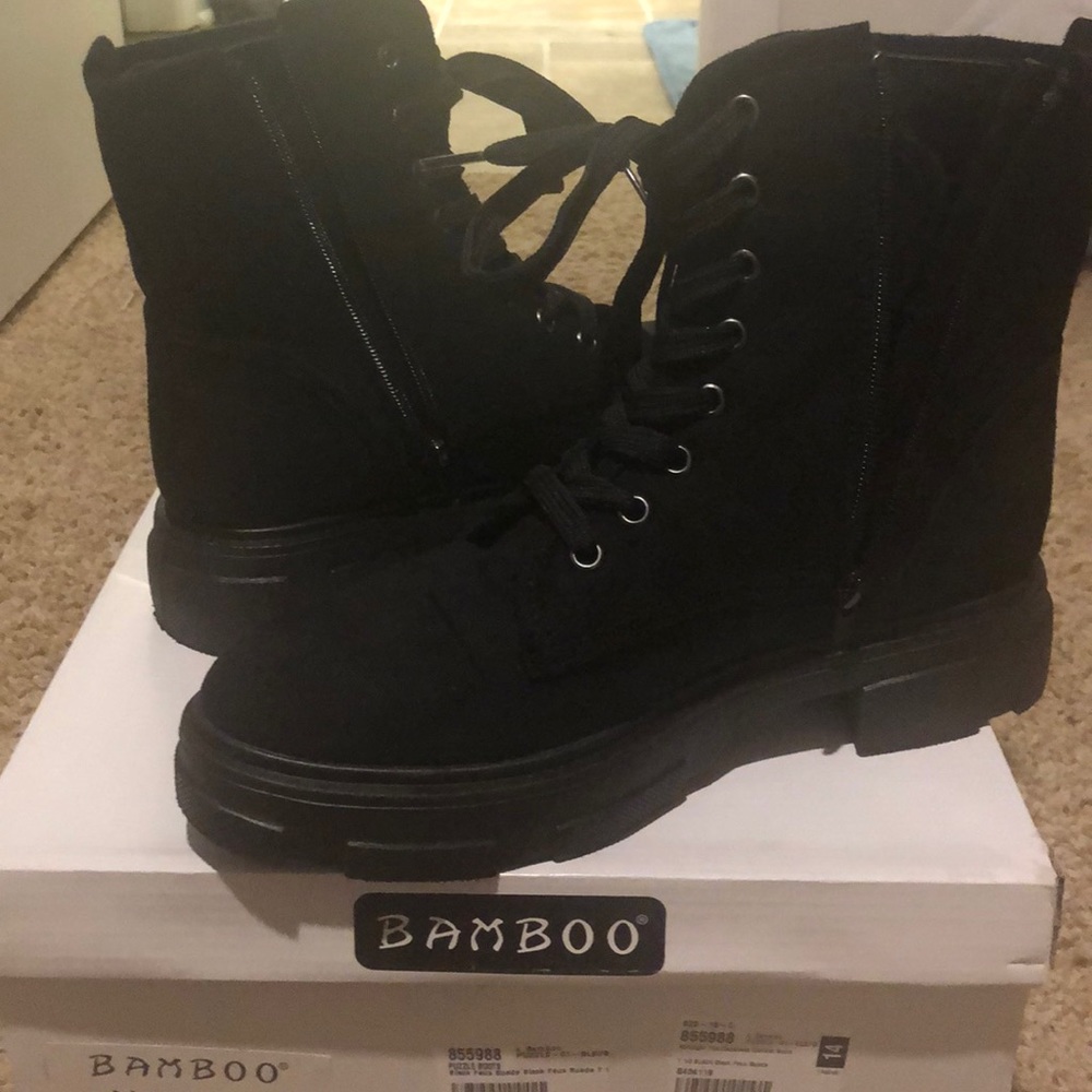 Black combat boots